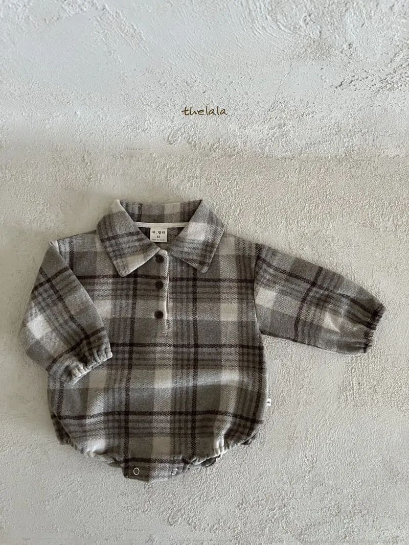 Lala - Korean Baby Fashion - #babyboutique - Checking Bodysuit - 4