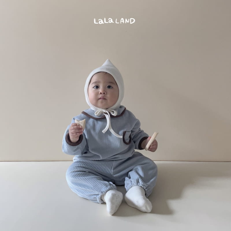 Lalaland - Korean Baby Fashion - #babyclothing - Bebe Roa Collar Top Bottom Set