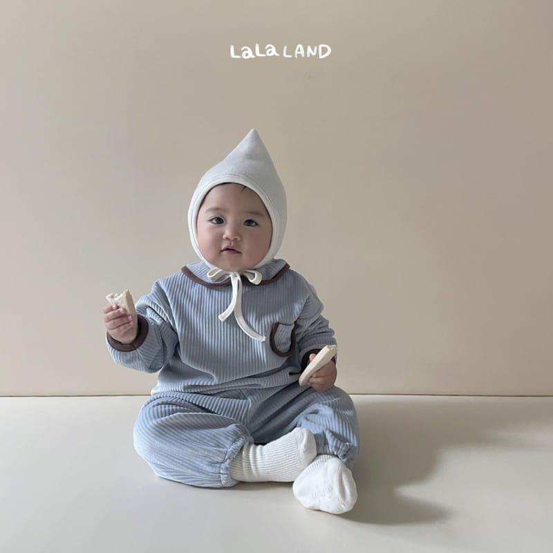 Lalaland - Korean Baby Fashion - #babyfashion - Bebe Roa Collar Top Bottom Set - 2