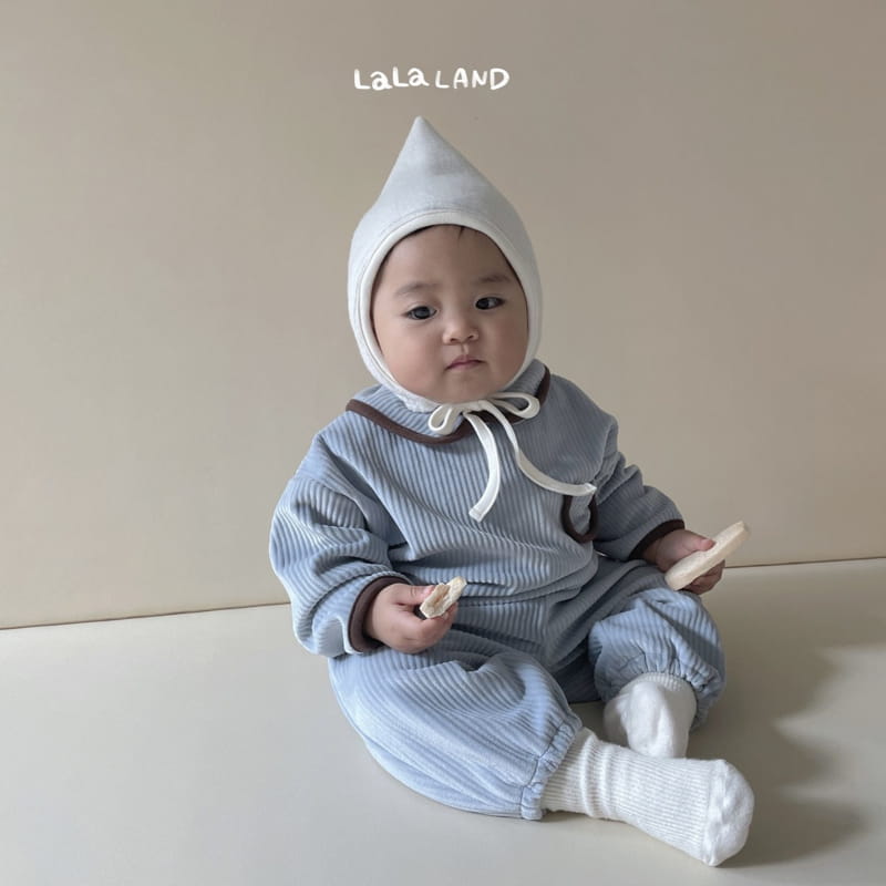 Lalaland - Korean Baby Fashion - #babyfever - Bebe Roa Collar Top Bottom Set - 4