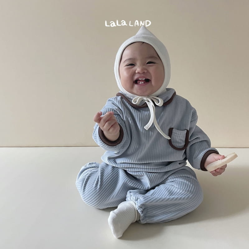 Lalaland - Korean Baby Fashion - #babyootd - Bebe Roa Collar Top Bottom Set - 7