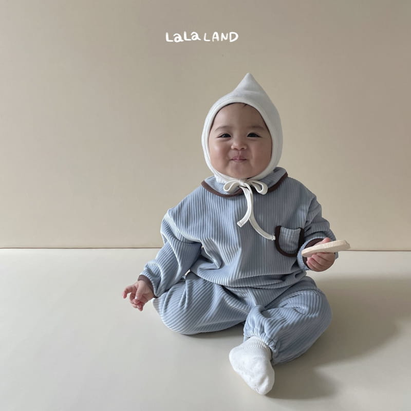 Lalaland - Korean Baby Fashion - #babyoutfit - Bebe Roa Collar Top Bottom Set - 8