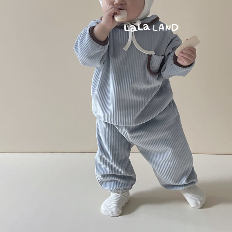 Lalaland - Korean Baby Fashion - #babyoutfit - Bebe Roa Collar Top Bottom Set - 9