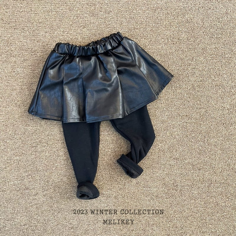 Melikey - Korean Children Fashion - #fashionkids - Leather Wrinkle Skirt Leggings - 2