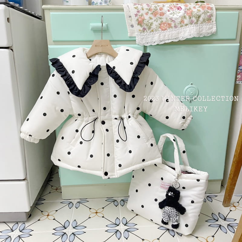 Melikey - Korean Children Fashion - #prettylittlegirls - Dot Collar Padding Jacket