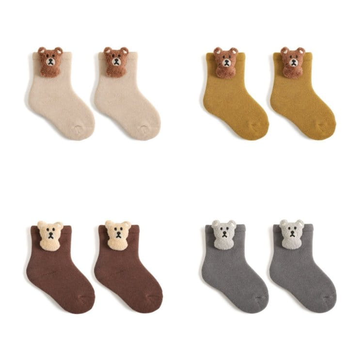 Miso - Korean Baby Fashion - #babyoutfit - Bear Patch Socks