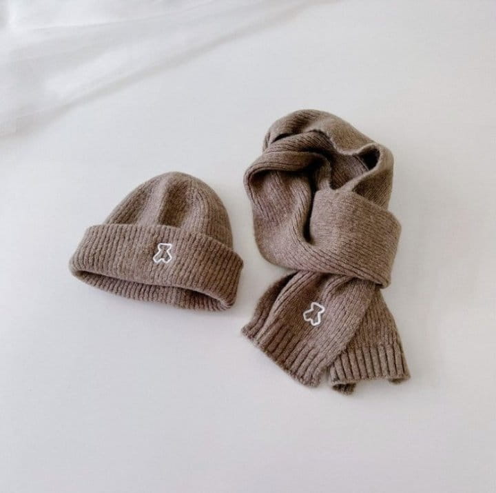 Miso - Korean Children Fashion - #childofig - Embroidery Hat Muffler Set - 2