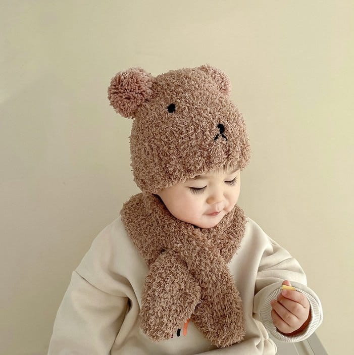 Miso - Korean Children Fashion - #childofig - Bear Hat Muffler Set - 4