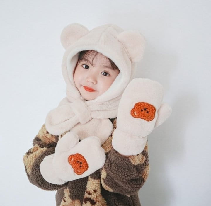 Miso - Korean Children Fashion - #magicofchildhood - Bear Bucket Hat Gloves - 8