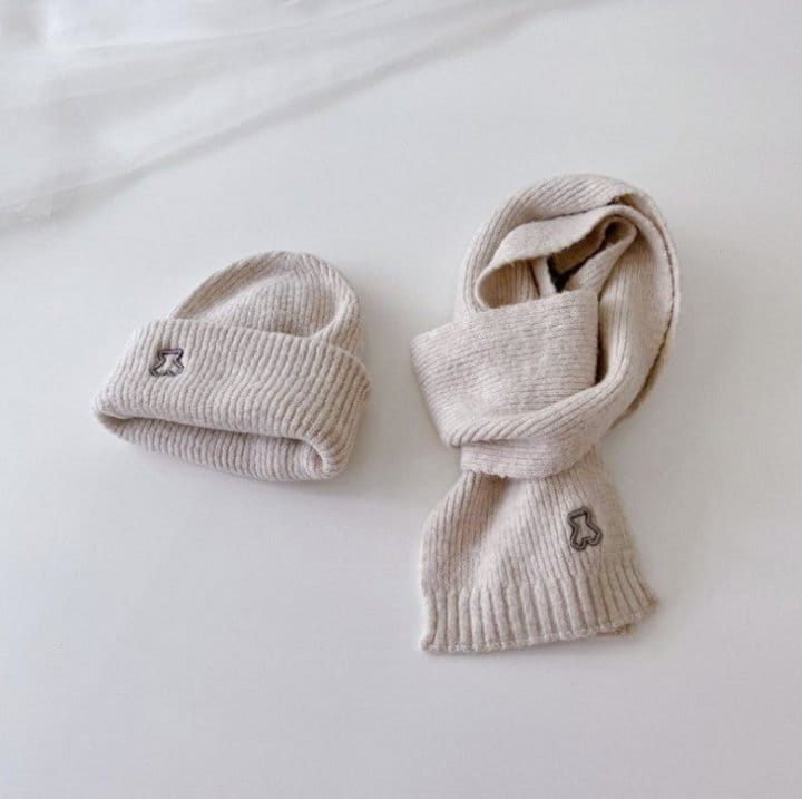 Miso - Korean Children Fashion - #stylishchildhood - Embroidery Hat Muffler Set