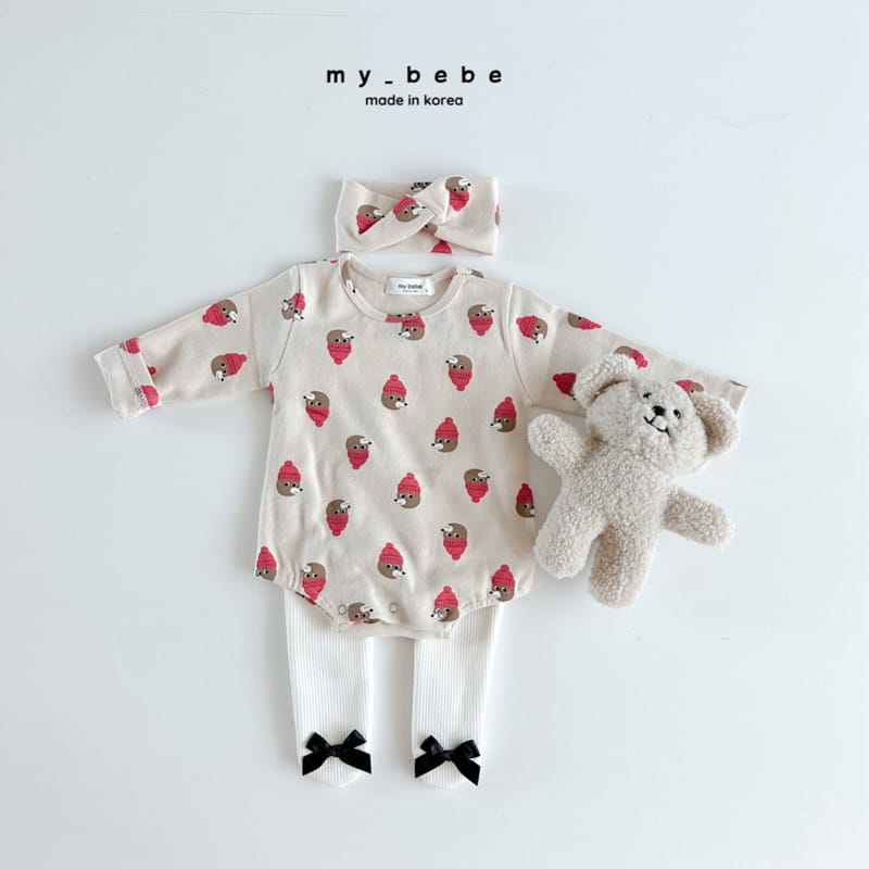 My Bebe - Korean Baby Fashion - #babyboutique - Bear Bear Hairband Bodysuit Set - 6