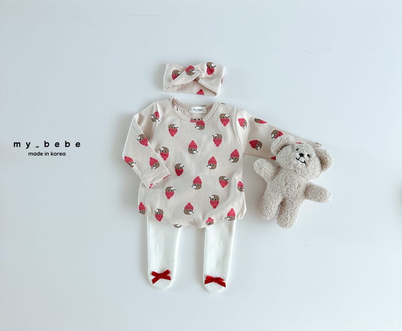 My Bebe - Korean Baby Fashion - #babyboutiqueclothing - Bear Bear Hairband Bodysuit Set - 7