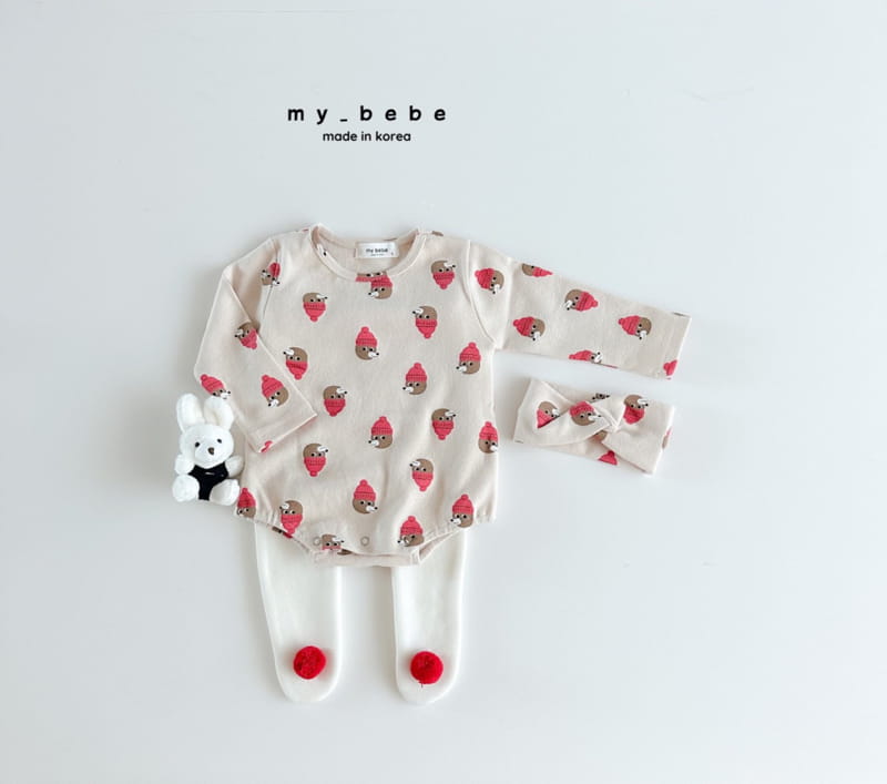 My Bebe - Korean Baby Fashion - #babyclothing - Bear Bear Hairband Bodysuit Set - 8