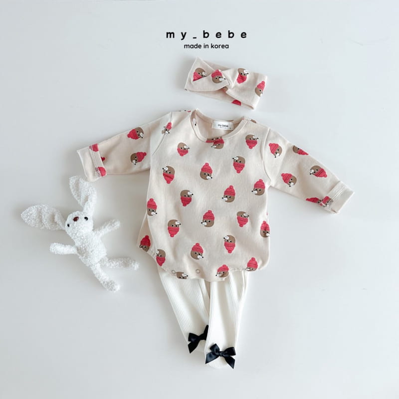 My Bebe - Korean Baby Fashion - #babyfashion - Bear Bear Hairband Bodysuit Set - 9