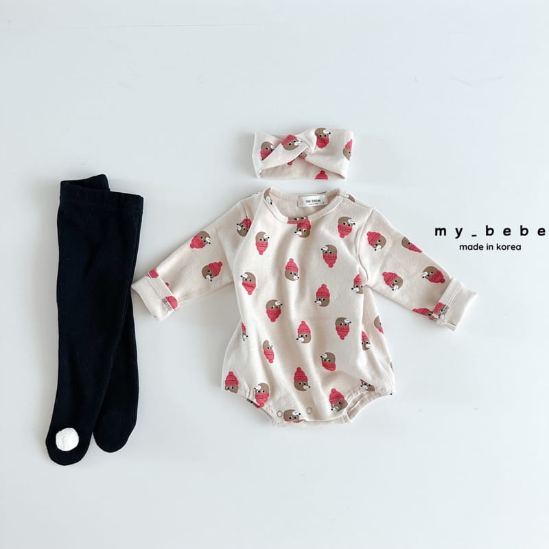 My Bebe - Korean Baby Fashion - #babygirlfashion - Bear Bear Hairband Bodysuit Set - 11