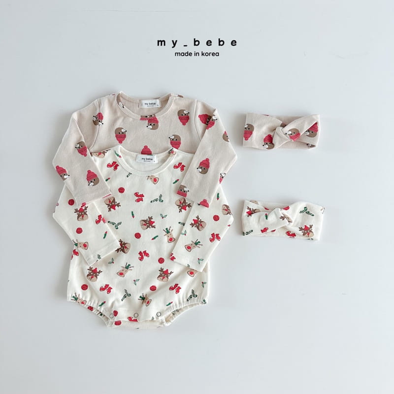 My Bebe - Korean Baby Fashion - #babyoutfit - Bear Bear Hairband Bodysuit Set