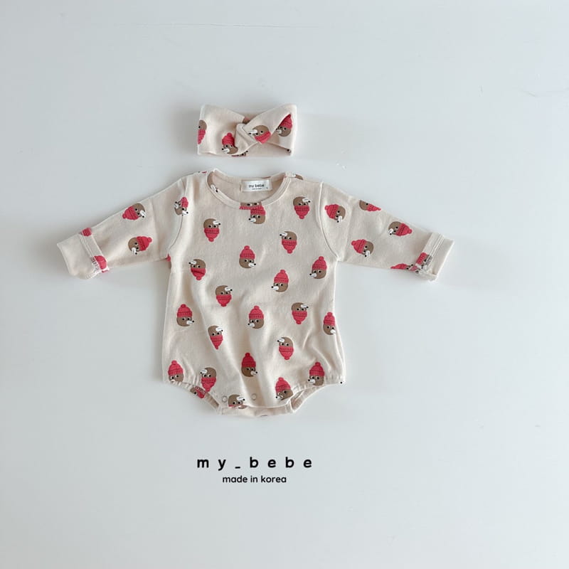 My Bebe - Korean Baby Fashion - #smilingbaby - Bear Bear Hairband Bodysuit Set - 5