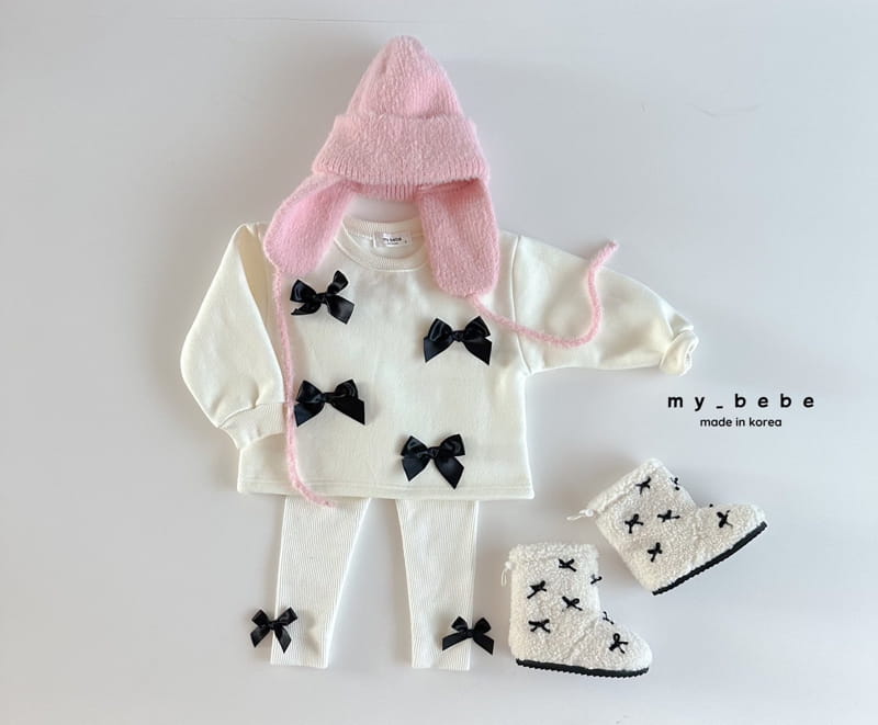 My Bebe - Korean Children Fashion - #childrensboutique - Fleece Ribbon Leggings - 4