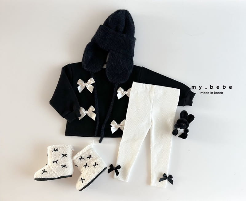 My Bebe - Korean Children Fashion - #discoveringself - Fleece Ribbon Leggings - 5