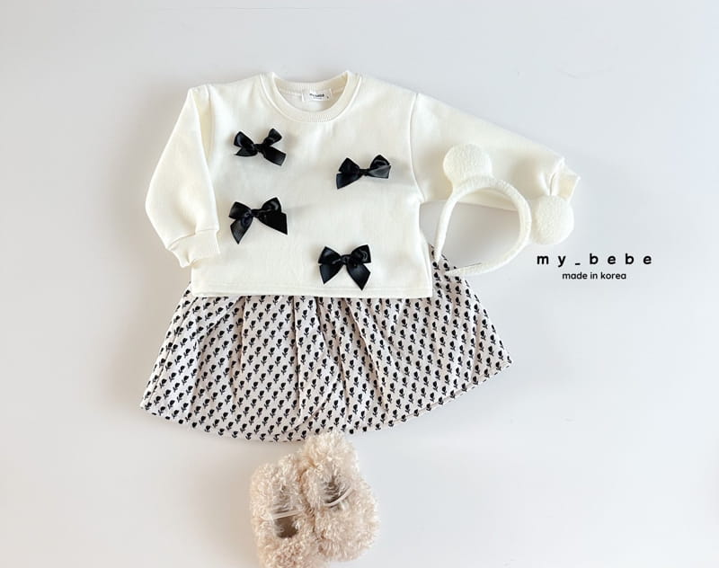 My Bebe - Korean Children Fashion - #kidsshorts - Winter Ribbon Sweatshirt - 6