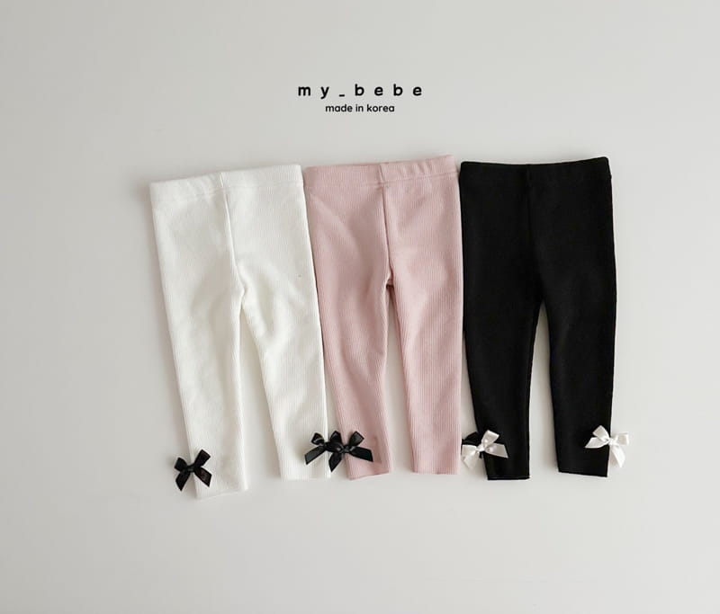 My Bebe - Korean Children Fashion - #stylishchildhood - Fleece Ribbon Leggings