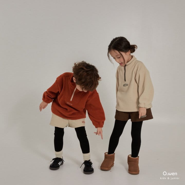 O Wen - Korean Children Fashion - #fashionkids - Fleece Slit Half Zip-up - 2