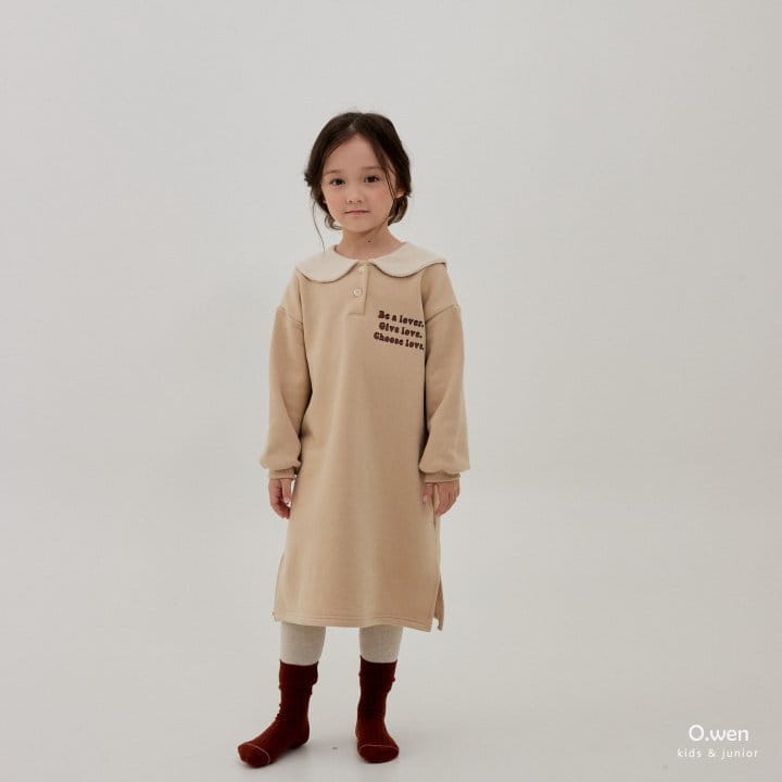 O Wen - Korean Children Fashion - #fashionkids - Love Collar Long One-piece - 2