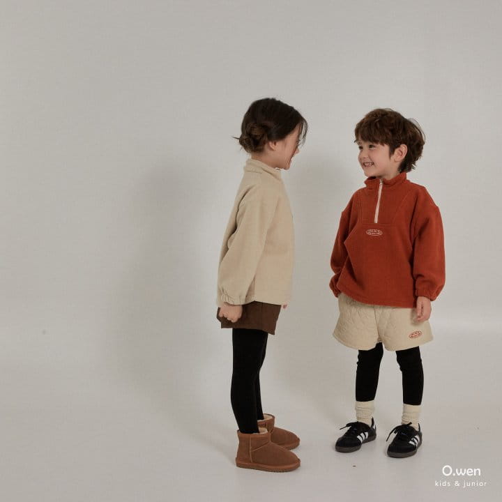 O Wen - Korean Children Fashion - #kidsshorts - Fleece Slit Half Zip-up - 3