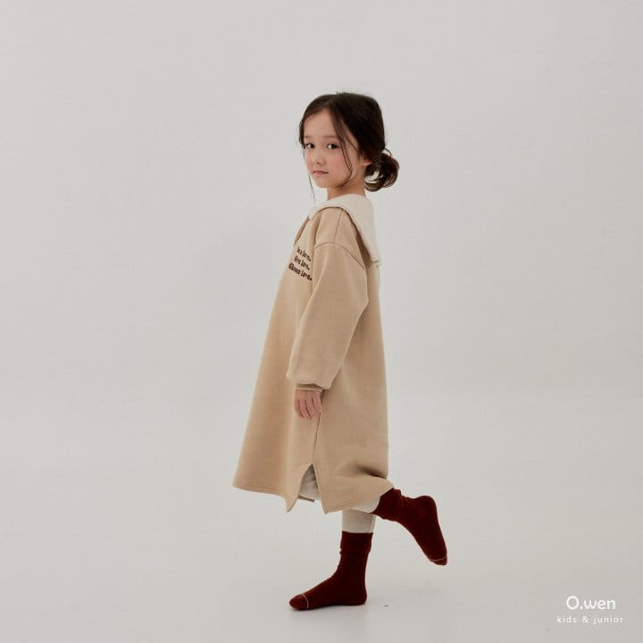 O Wen - Korean Children Fashion - #kidsshorts - Love Collar Long One-piece - 3