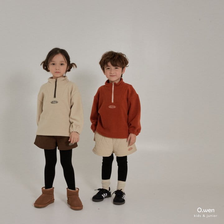 O Wen - Korean Children Fashion - #kidsshorts - Fleece Slit Half Zip-up - 4