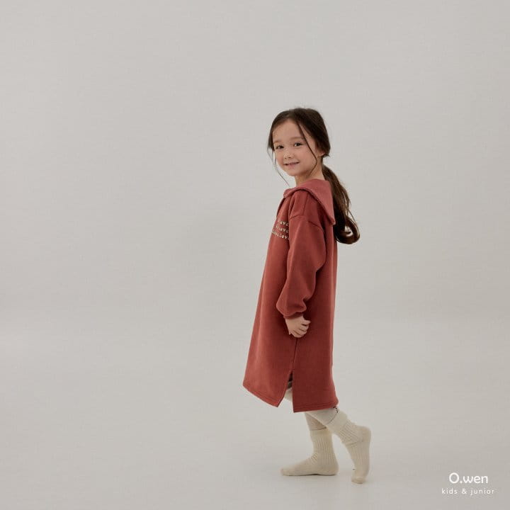 O Wen - Korean Children Fashion - #toddlerclothing - Love Collar Long One-piece - 12