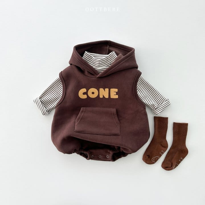 Oott Bebe - Korean Baby Fashion - #babyoninstagram - Corn Bodysuit Muffler Set - 3