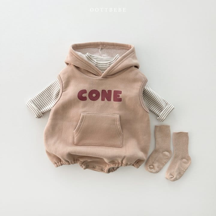 Oott Bebe - Korean Baby Fashion - #babyoninstagram - Corn Bodysuit Muffler Set - 4