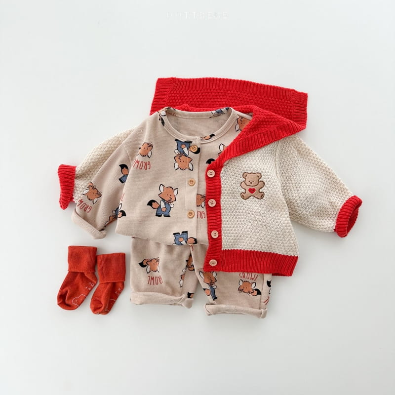 Oott Bebe - Korean Children Fashion - #kidsshorts - Animal Top Bottom Set Homewear - 12