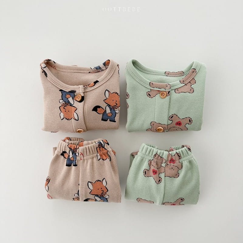 Oott Bebe - Korean Children Fashion - #stylishchildhood - Animal Top Bottom Set Homewear - 6