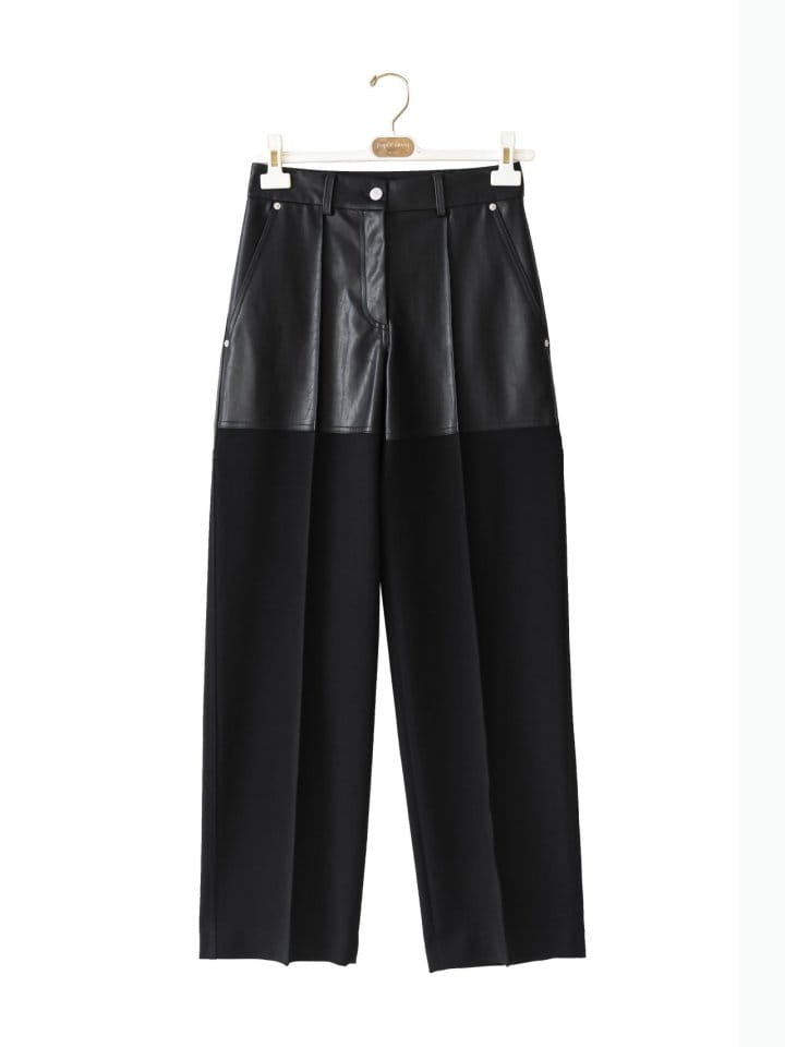 Paper Moon - Korean Women Fashion - #momslook - lambskin touch bi  fabric wide trousers - 6