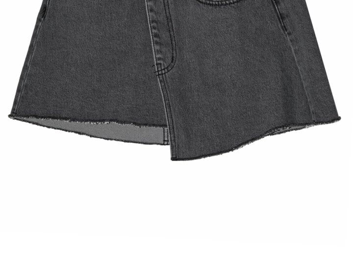 Paper Moon - Korean Women Fashion - #momslook - unbalanced wrap detail denim mini skirt - 8