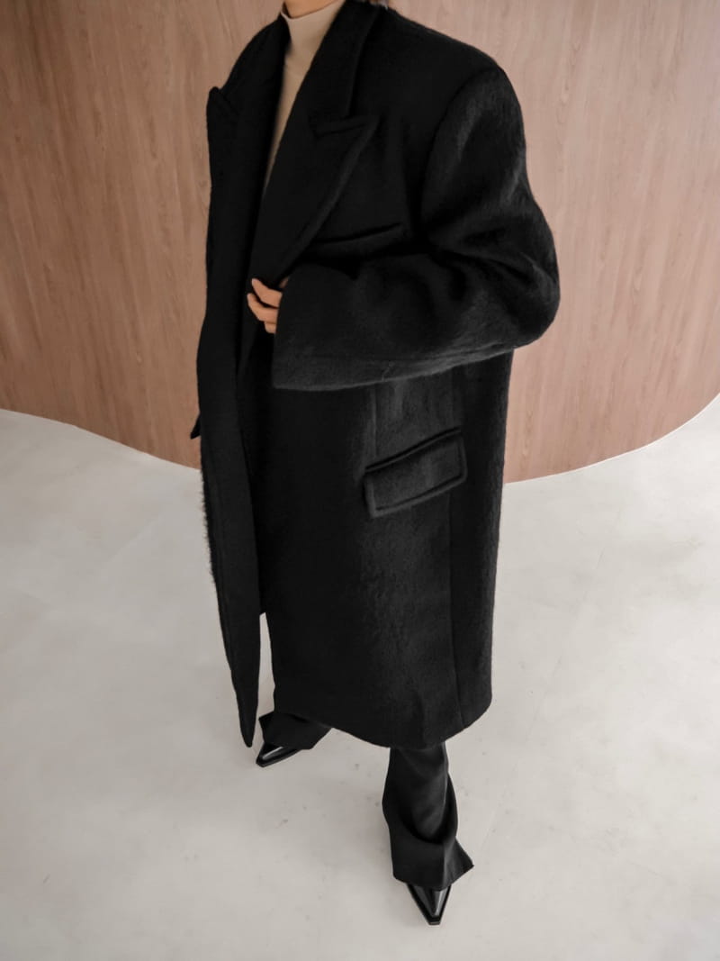 Paper Moon - Korean Women Fashion - #momslook - peaked lapel detail mohair maxi oversized coat - 8