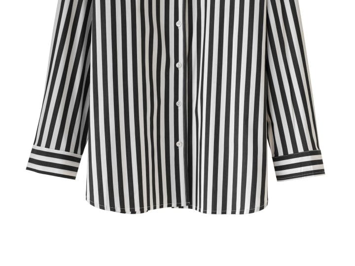 Paper Moon - Korean Women Fashion - #womensfashion - striped pattern oversized button down shirt - 10