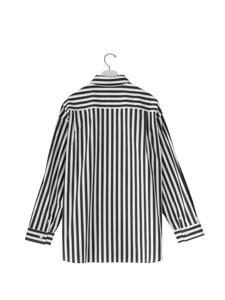 Paper Moon - Korean Women Fashion - #womensfashion - striped pattern oversized button down shirt - 2