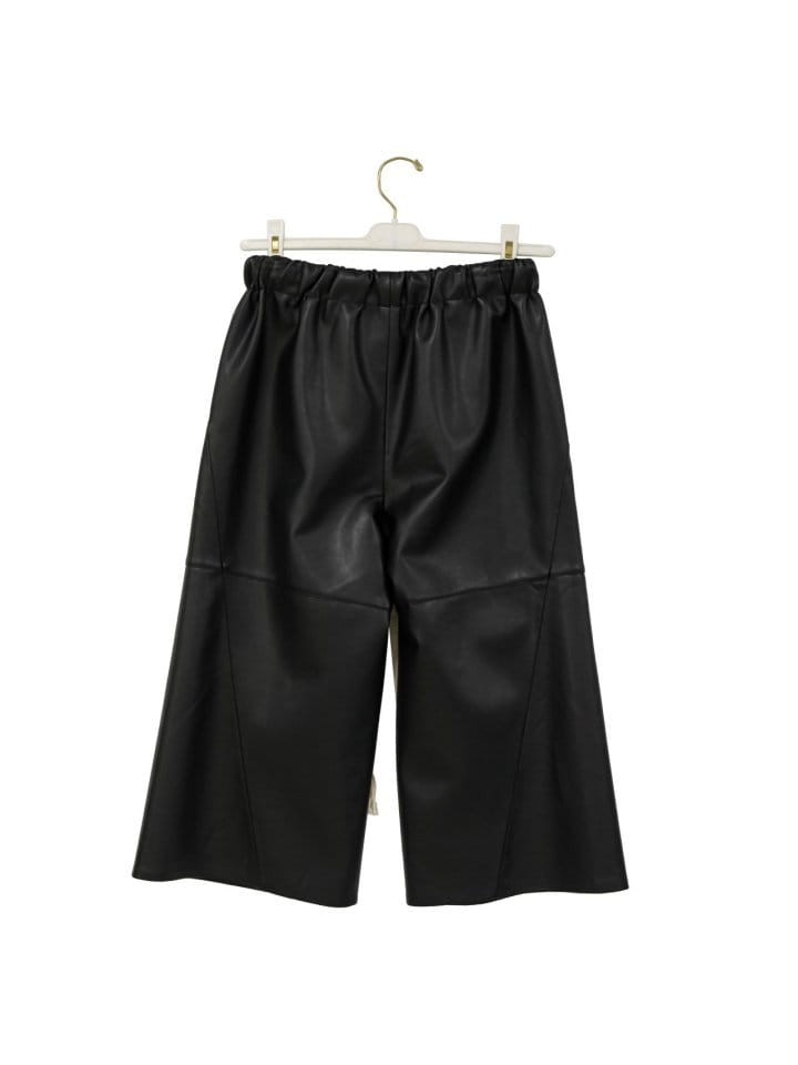 Paper Moon - Korean Women Fashion - #womensfashion - drawstring leather wide culottes trousers - 6