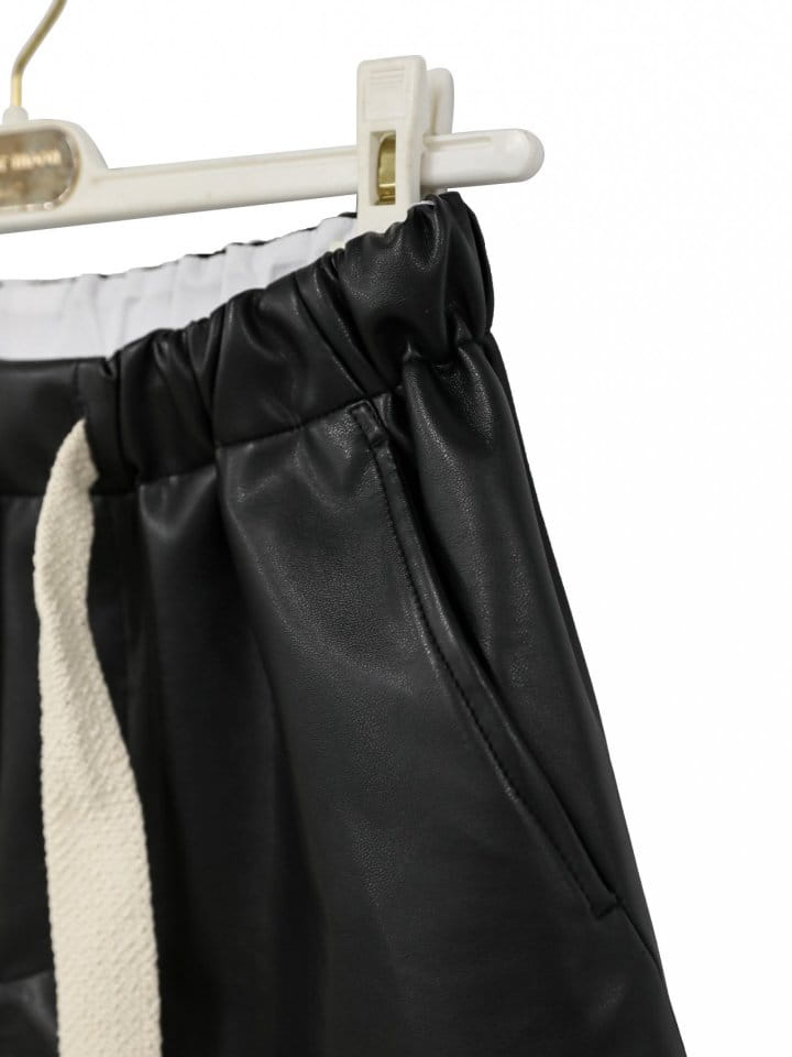 Paper Moon - Korean Women Fashion - #womensfashion - drawstring leather wide culottes trousers - 8