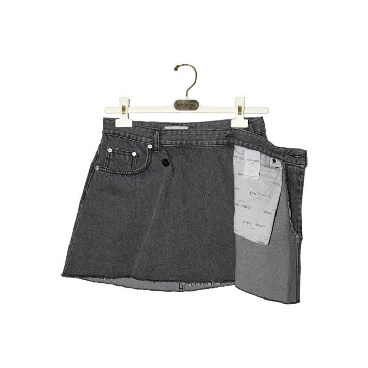 Paper Moon - Korean Women Fashion - #womensfashion - unbalanced wrap detail denim mini skirt - 5