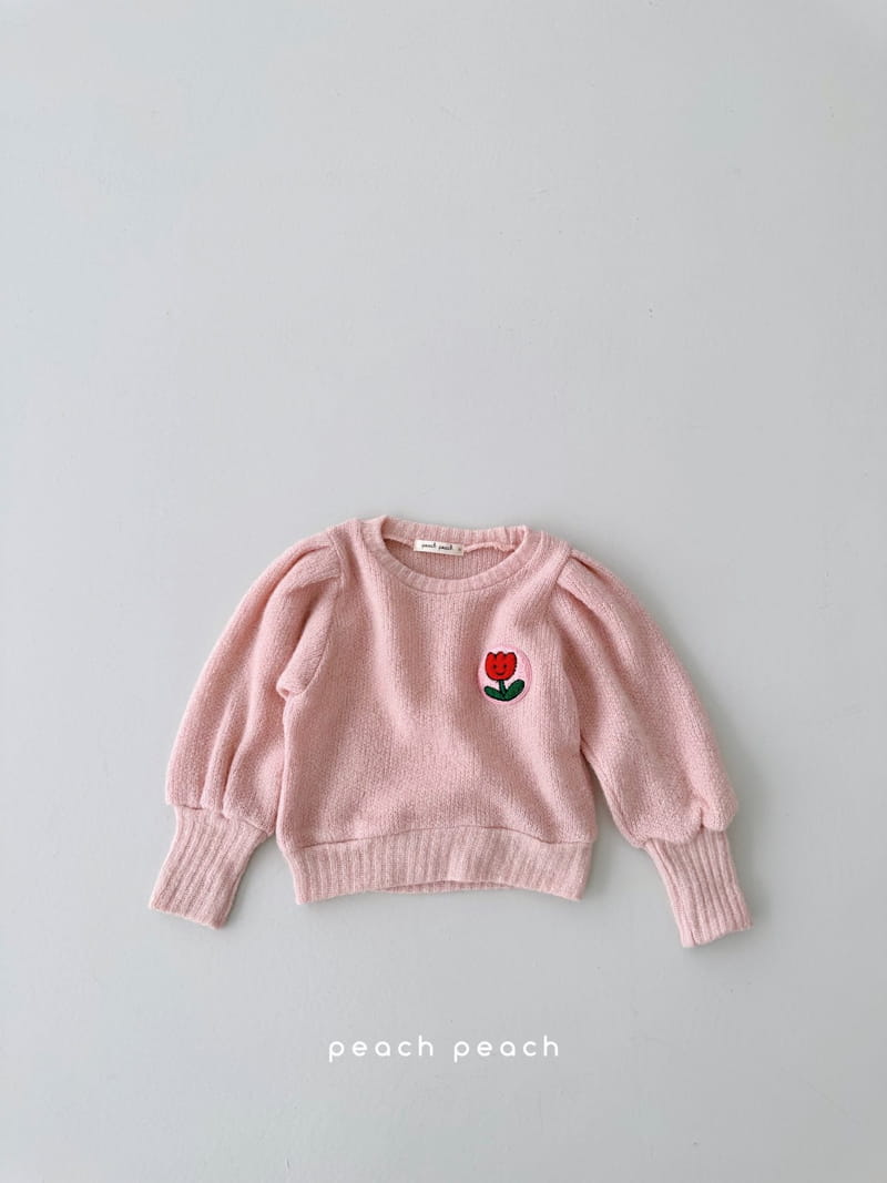 Peach Peach - Korean Children Fashion - #childrensboutique - Flower Knit Tee - 5