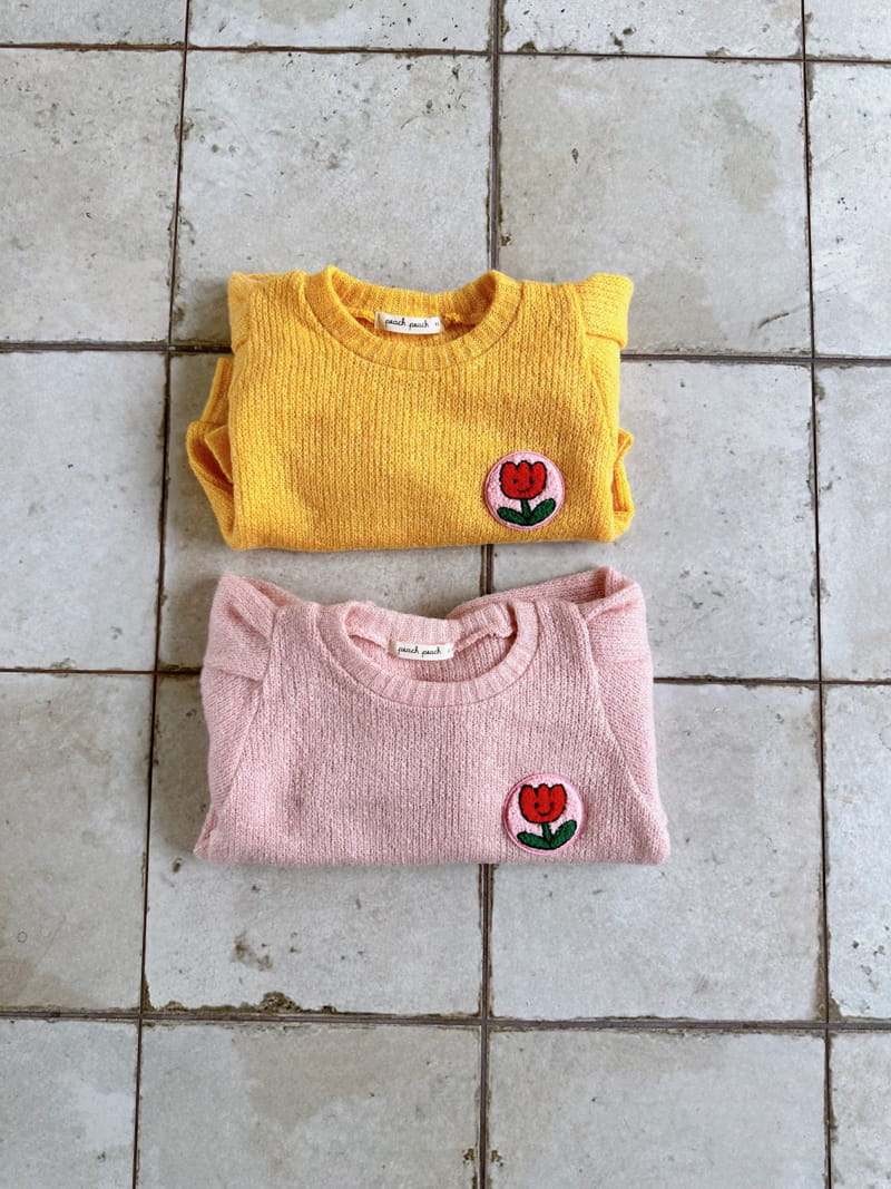 Peach Peach - Korean Children Fashion - #designkidswear - Flower Knit Tee - 6