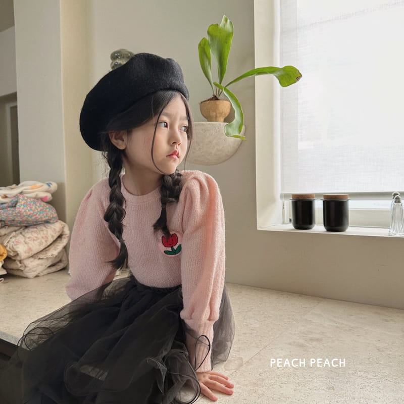 Peach Peach - Korean Children Fashion - #fashionkids - Flower Knit Tee - 8