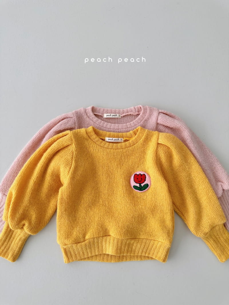 Peach Peach - Korean Children Fashion - #minifashionista - Flower Knit Tee