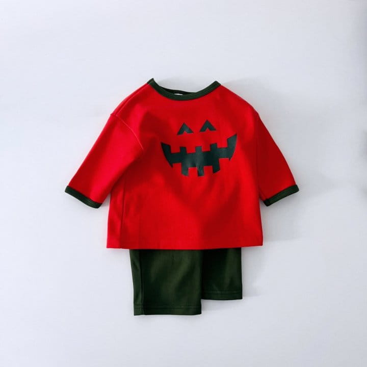 Pitapat - Korean Children Fashion - #fashionkids - Smile Halloween Top Bottom Set - 4