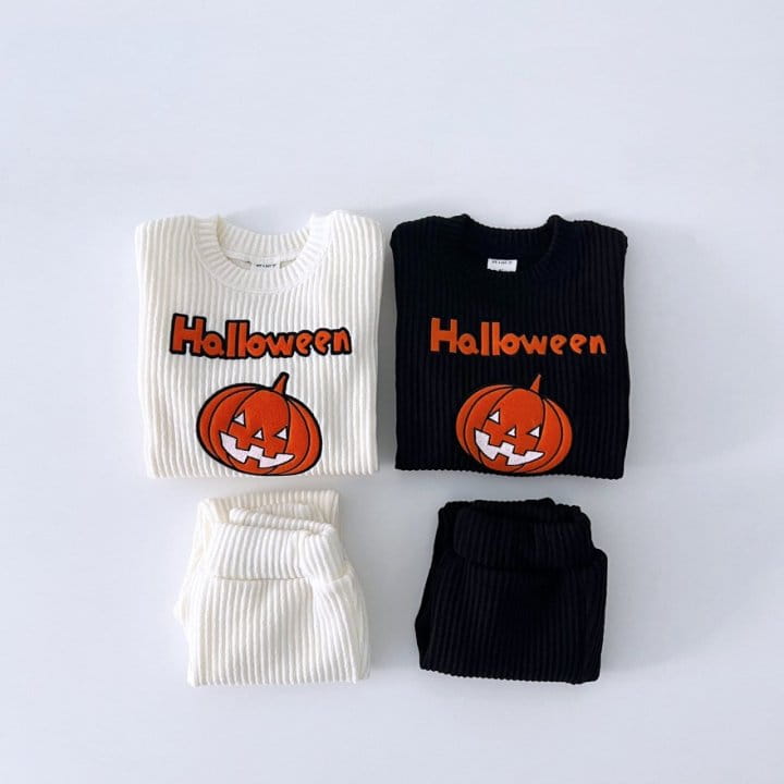 Pitapat - Korean Children Fashion - #kidsshorts - Pumpkin Top Bottom Set - 3