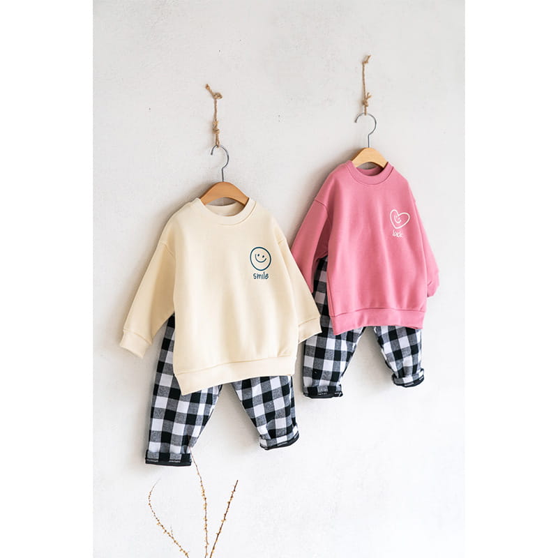 Raykids - Korean Children Fashion - #littlefashionista - Smile Big Check Top Bottom Set - 3